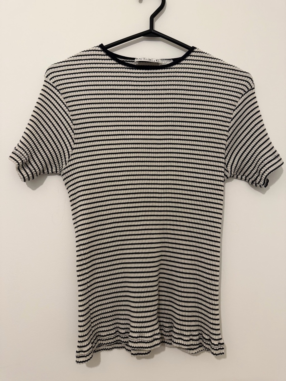 Vintage Maggie black and white striped baby tee shirt - L